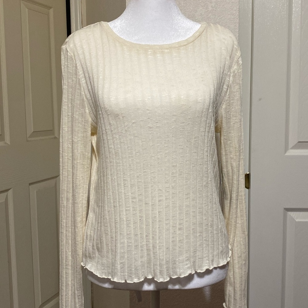 Planet Gold lightweight ivory knit top size L